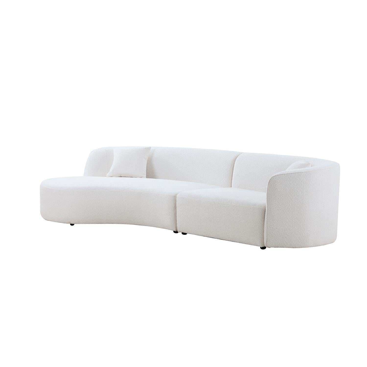 Placerita Luxury Modern Living Room Boucle Couch Sofa Left Arm Facing, White - Ornate Home