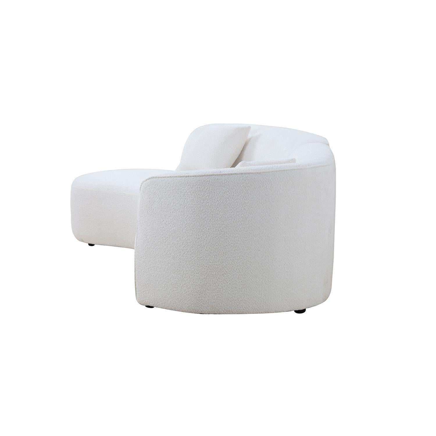 Placerita Luxury Modern Living Room Boucle Couch Sofa Left Arm Facing, White - Ornate Home