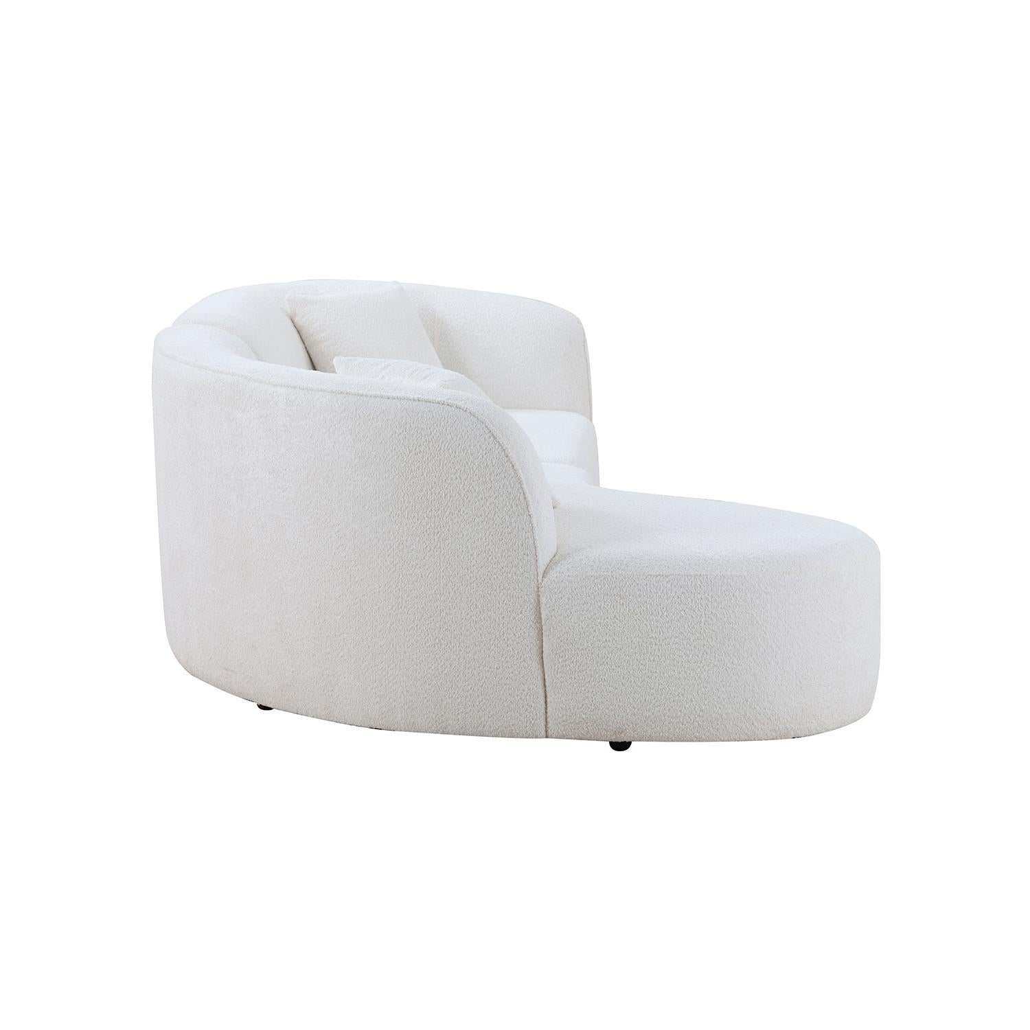 Placerita Luxury Modern Living Room Boucle Couch Sofa Left Arm Facing, White - Ornate Home