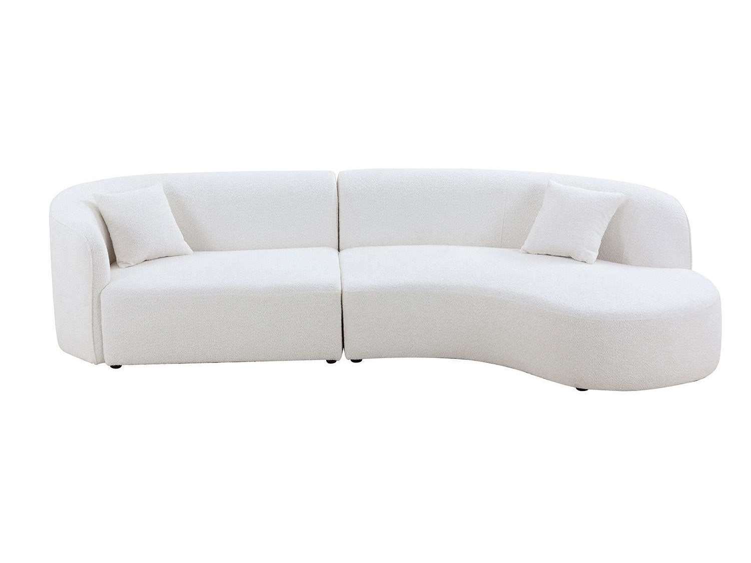 Placerita Luxury Modern Living Room Boucle Couch Sofa Right Arm Facing, White - Ornate Home