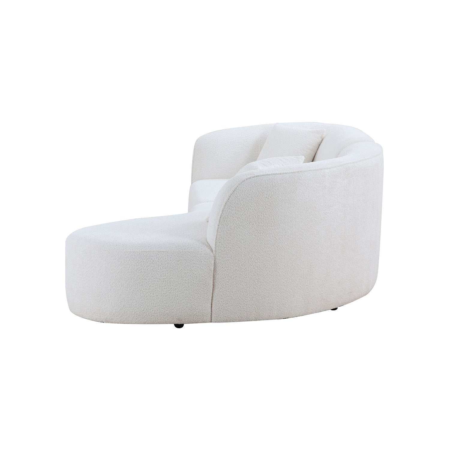 Placerita Luxury Modern Living Room Boucle Couch Sofa Right Arm Facing, White - Ornate Home