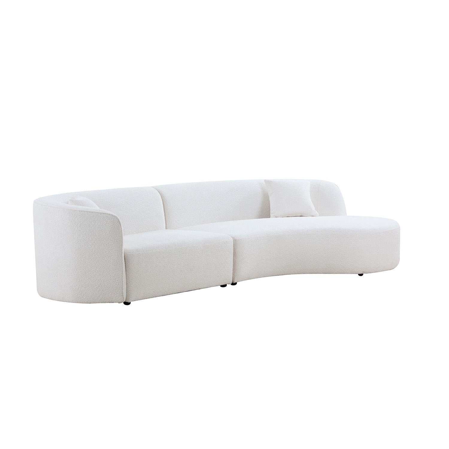 Placerita Luxury Modern Living Room Boucle Couch Sofa Right Arm Facing, White - Ornate Home