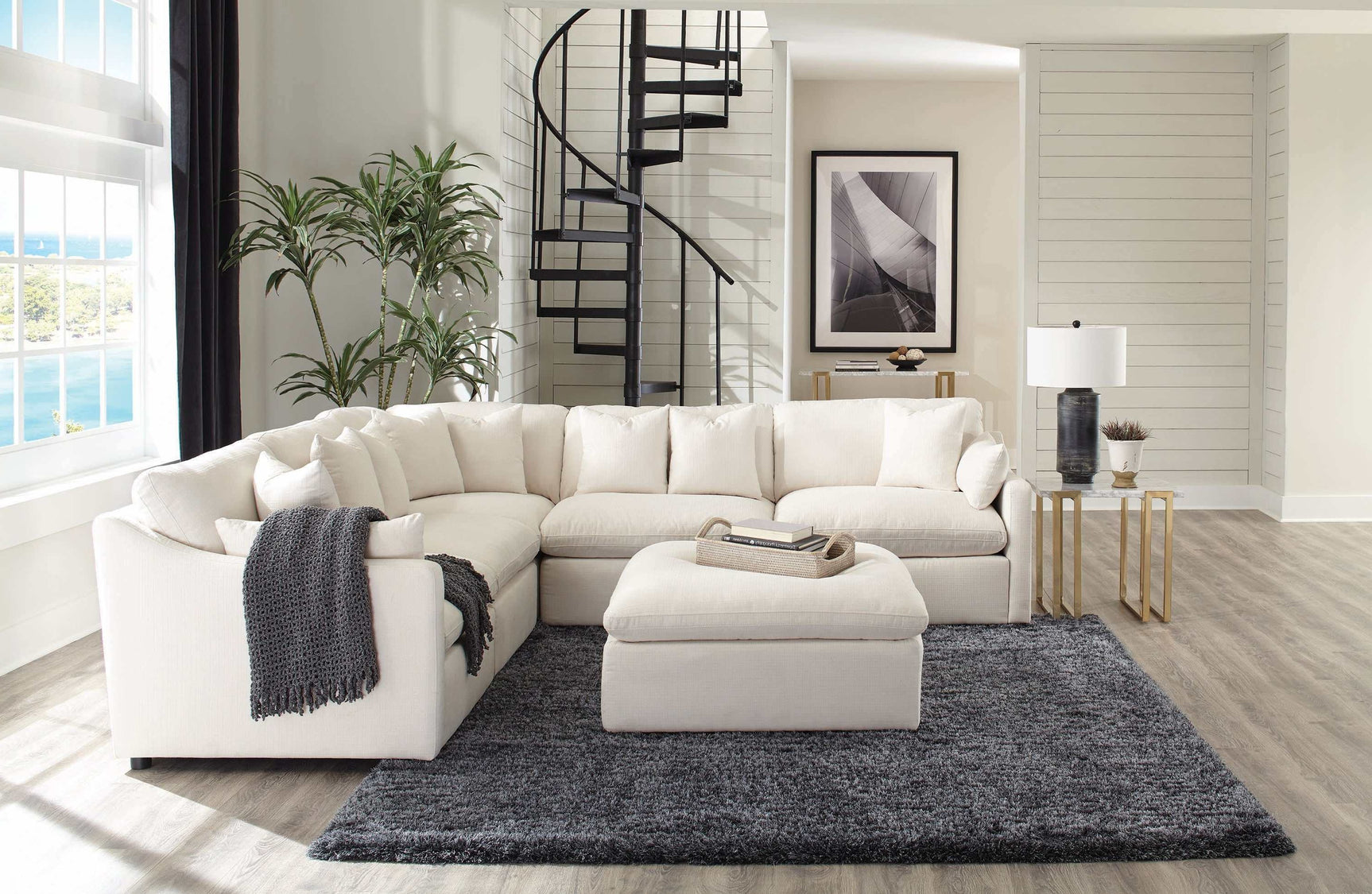 Pluma Ivory Modular Sectional Fabric Create your own Style - Ornate Home