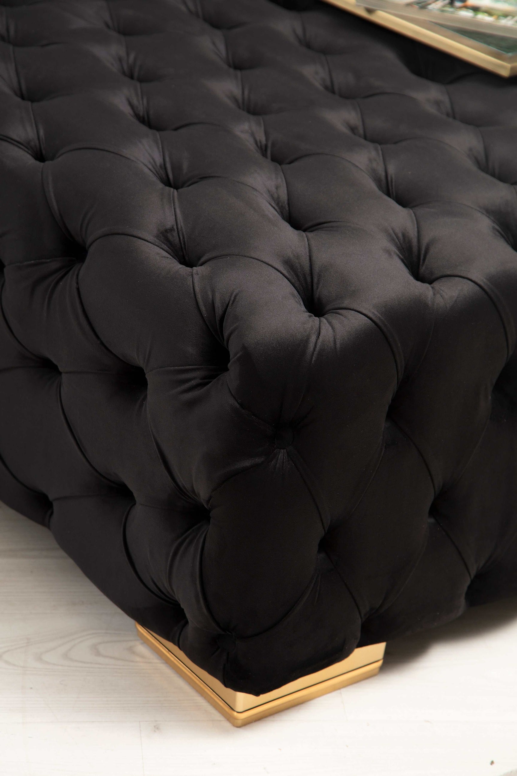 Polo Black Velvet Double Chaise "U" Shape Sectional Sofa - Ornate Home