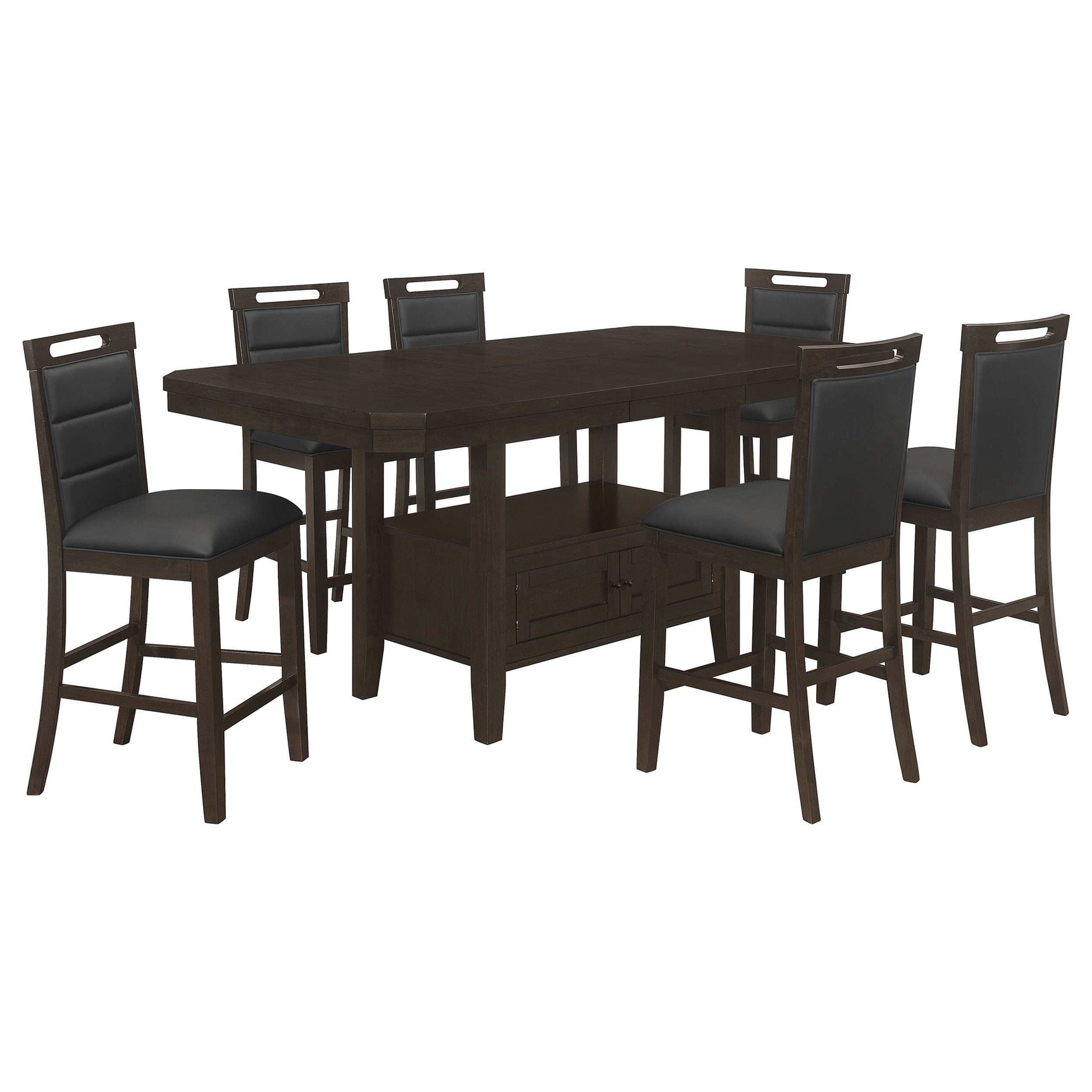 Prentiss Cappuccino / Black 7 Pc Counter Height Dining Set - Ornate Home