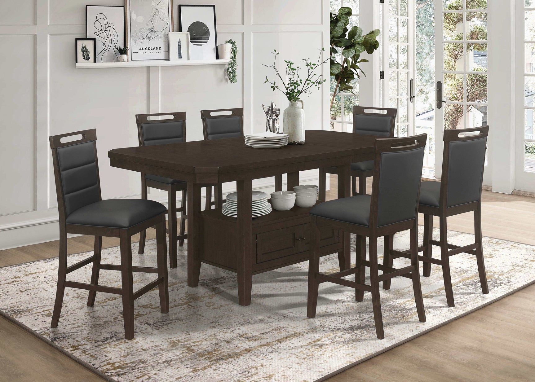 Prentiss Cappuccino Counter Height Dining Table - Ornate Home