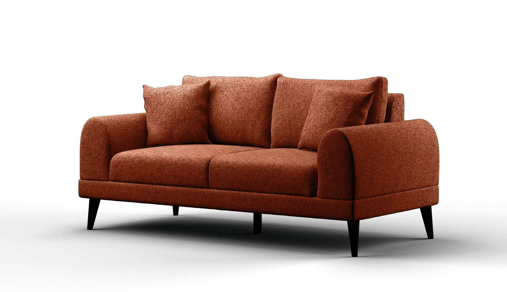 Pyramid Reddish Brown Sofa & Loveseat 2pc Set - Ornate Home