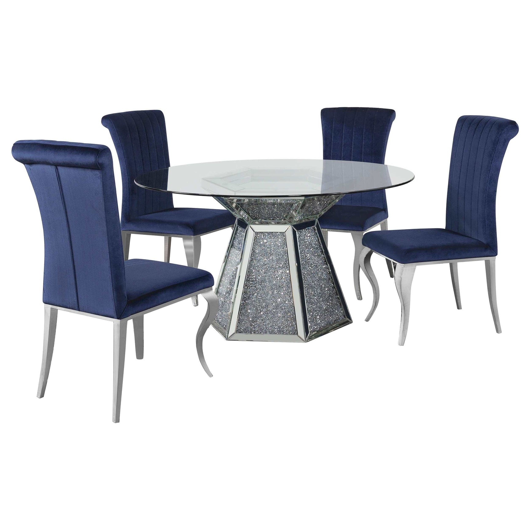 Quinn Ink Blue / Mirror 5 Pc Dining Set - Ornate Home