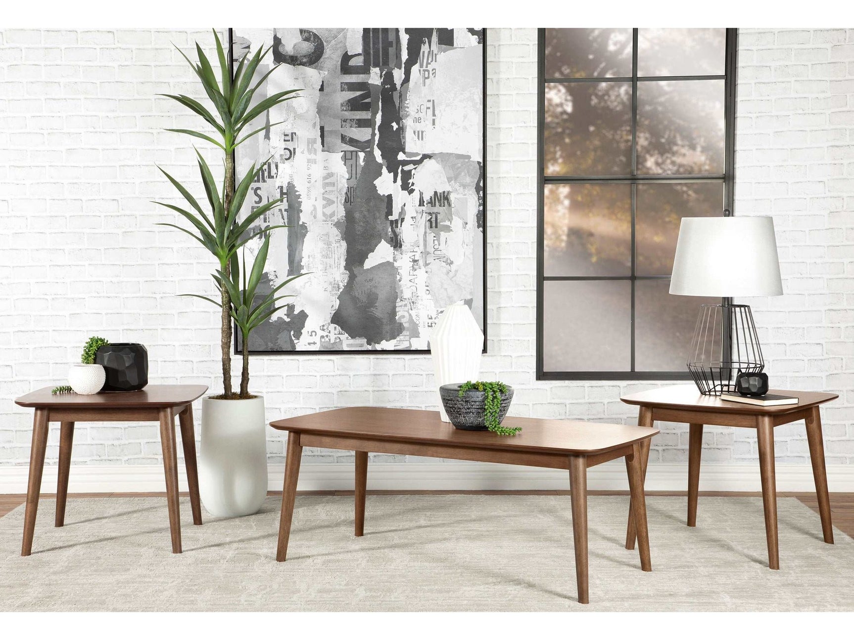 Radley Natural Walnut 3 Pc Coffee Table Set - Ornate Home