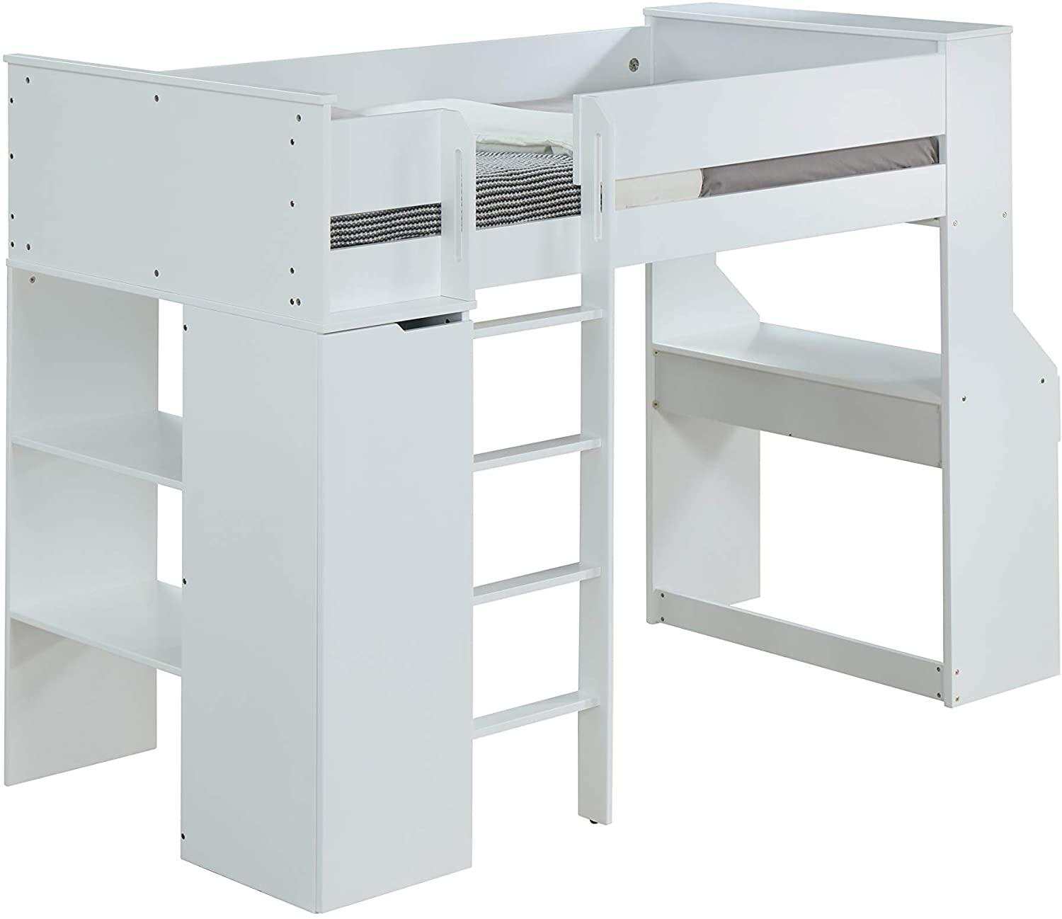 Ragna White Twin Loft Bed Set w/ Chair - Ornate Home