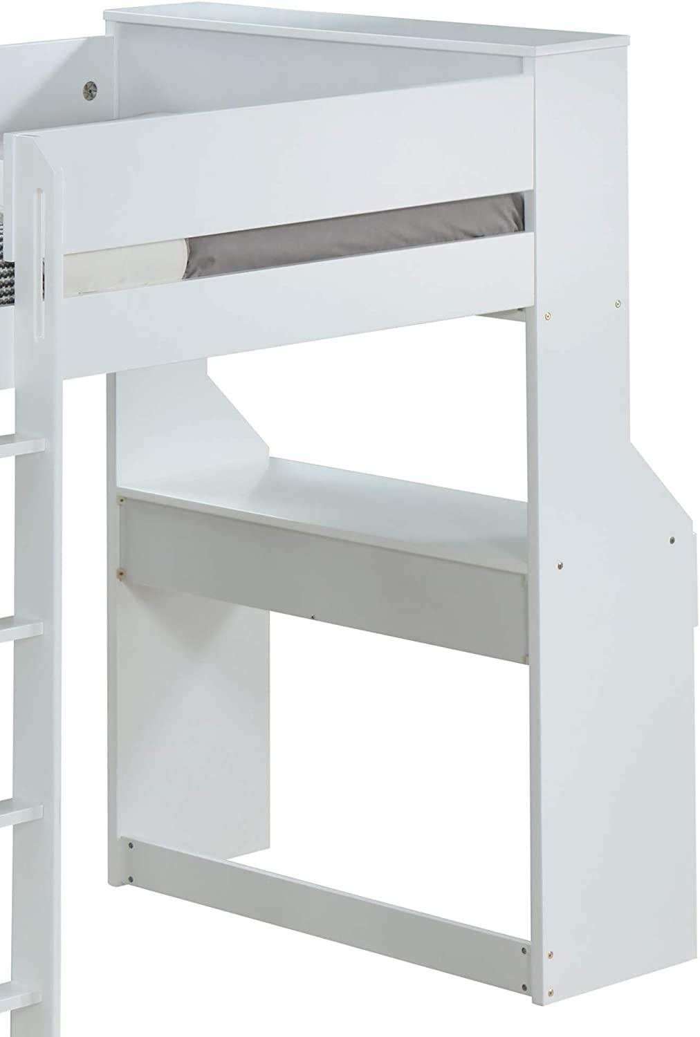 Ragna White Twin Loft Bed Set w/ Chair - Ornate Home