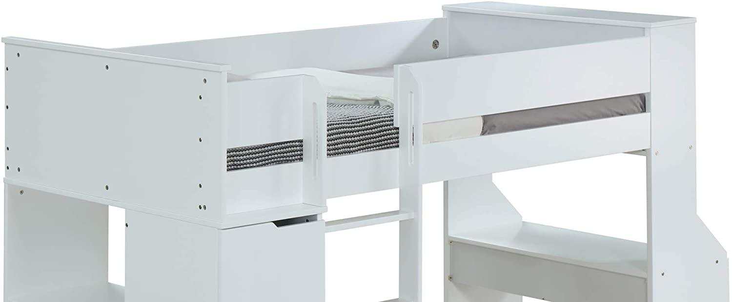 Ragna White Twin Loft Bed Set w/ Chair - Ornate Home