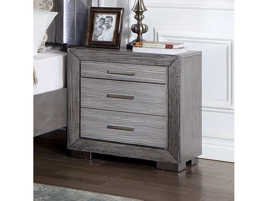Raiden Gray Nightstand w/ USB - Ornate Home