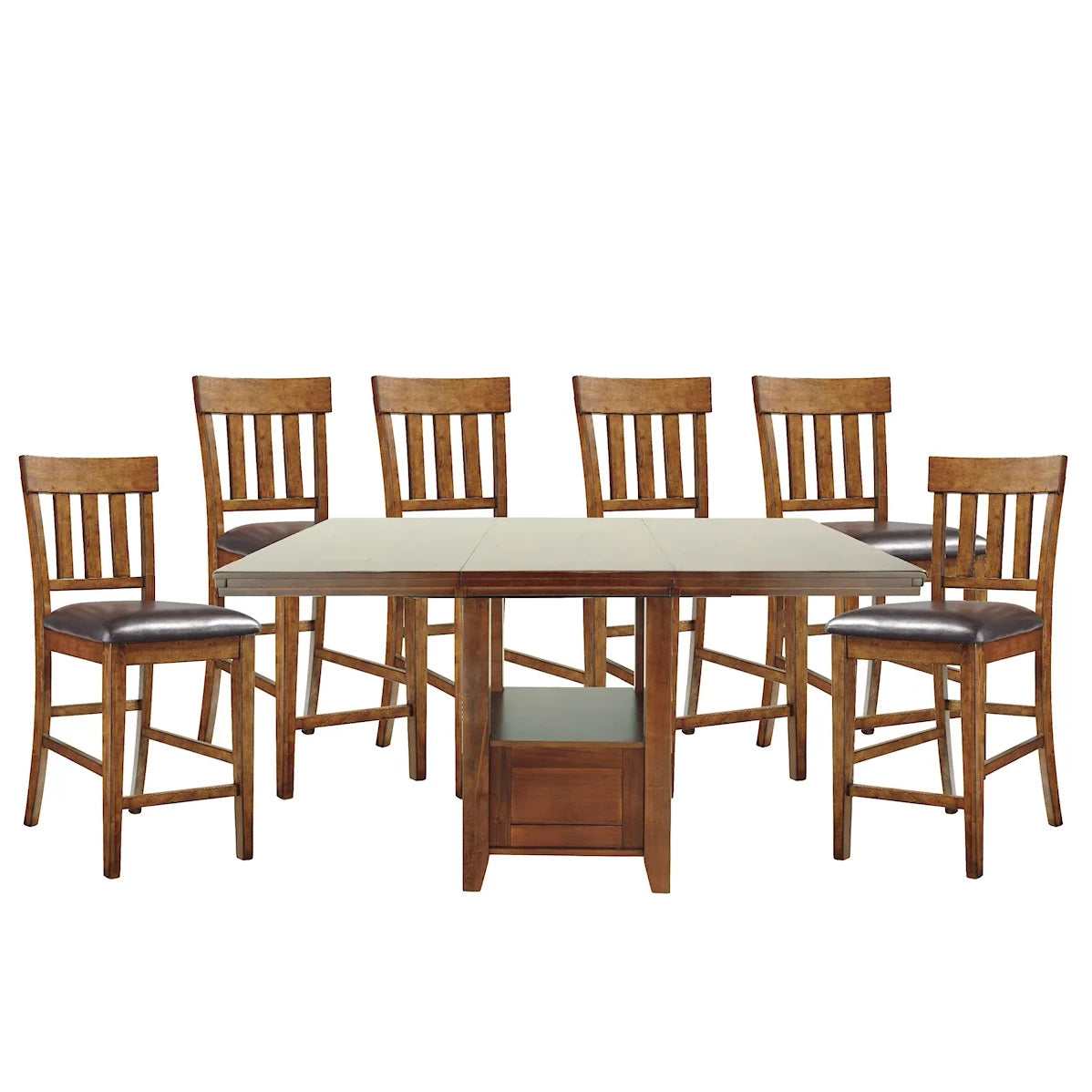 Ralene Medium Brown Counter Height Dining Room Set / 7pc - Ornate Home