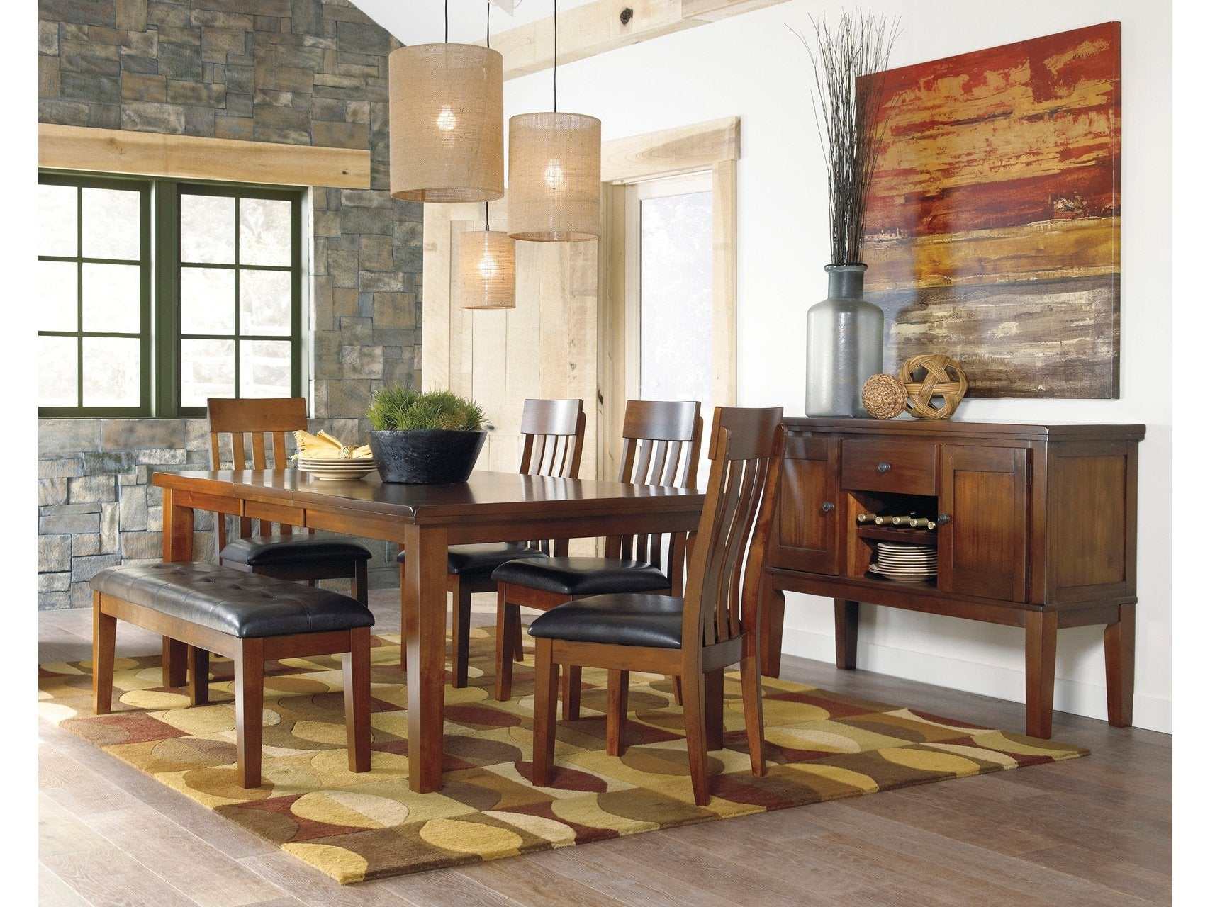 Ralene Medium Brown Dining Room Set with Server / 7pc - Ornate Home