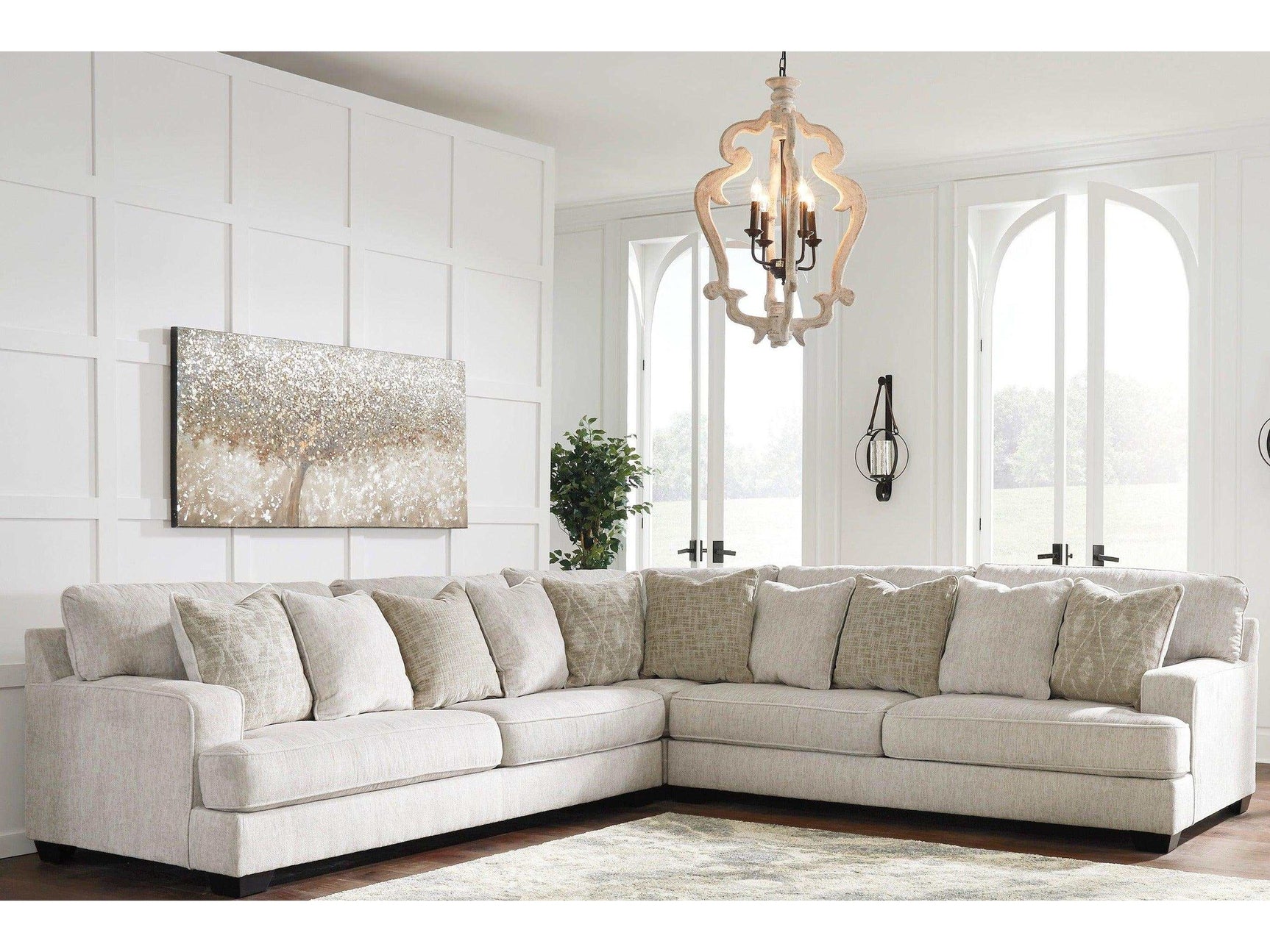 Rawcliffe Parchment 3pc Symmetrical Sectional Sofa - Ornate Home