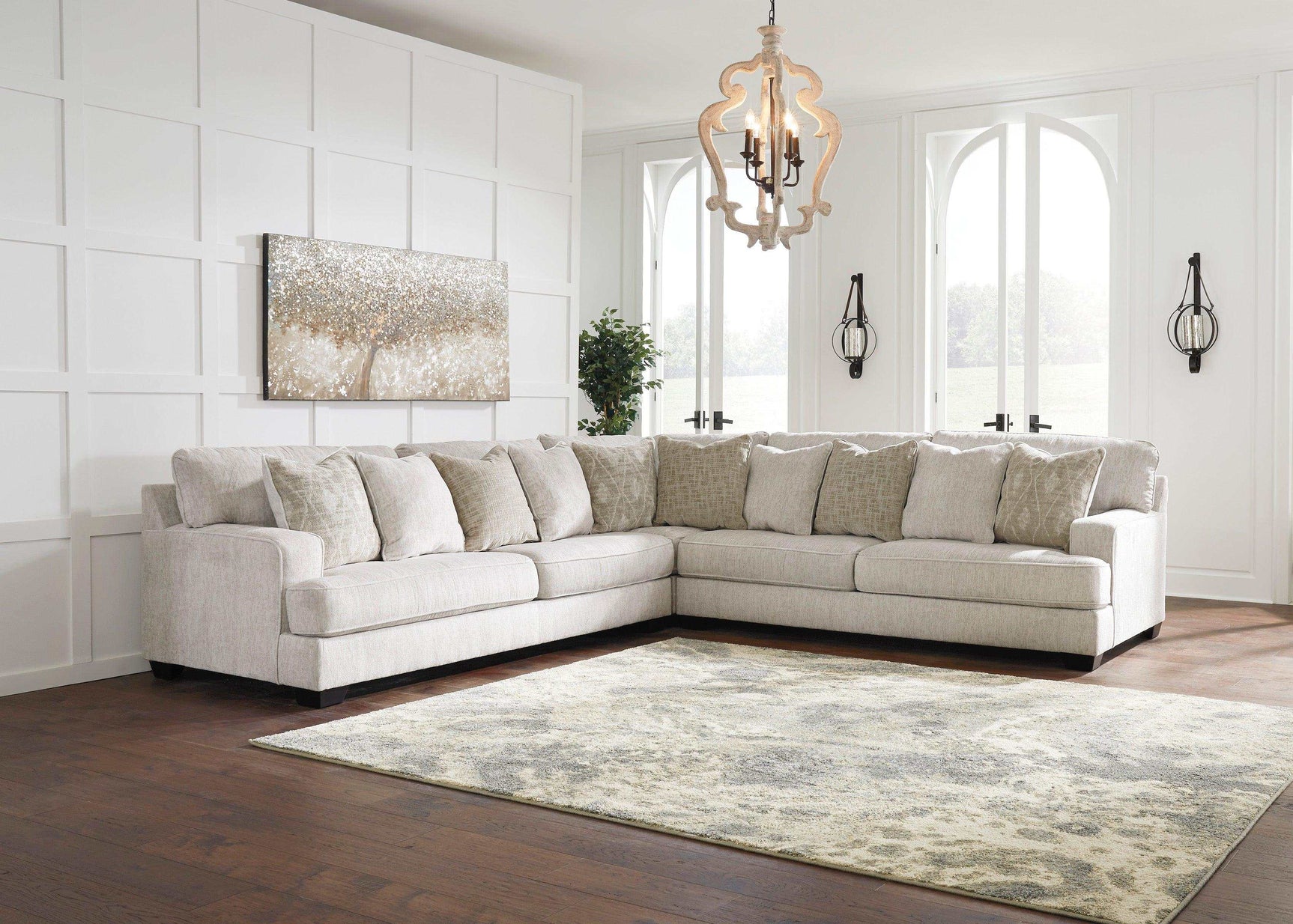 Rawcliffe Parchment 3pc Symmetrical Sectional Sofa - Ornate Home