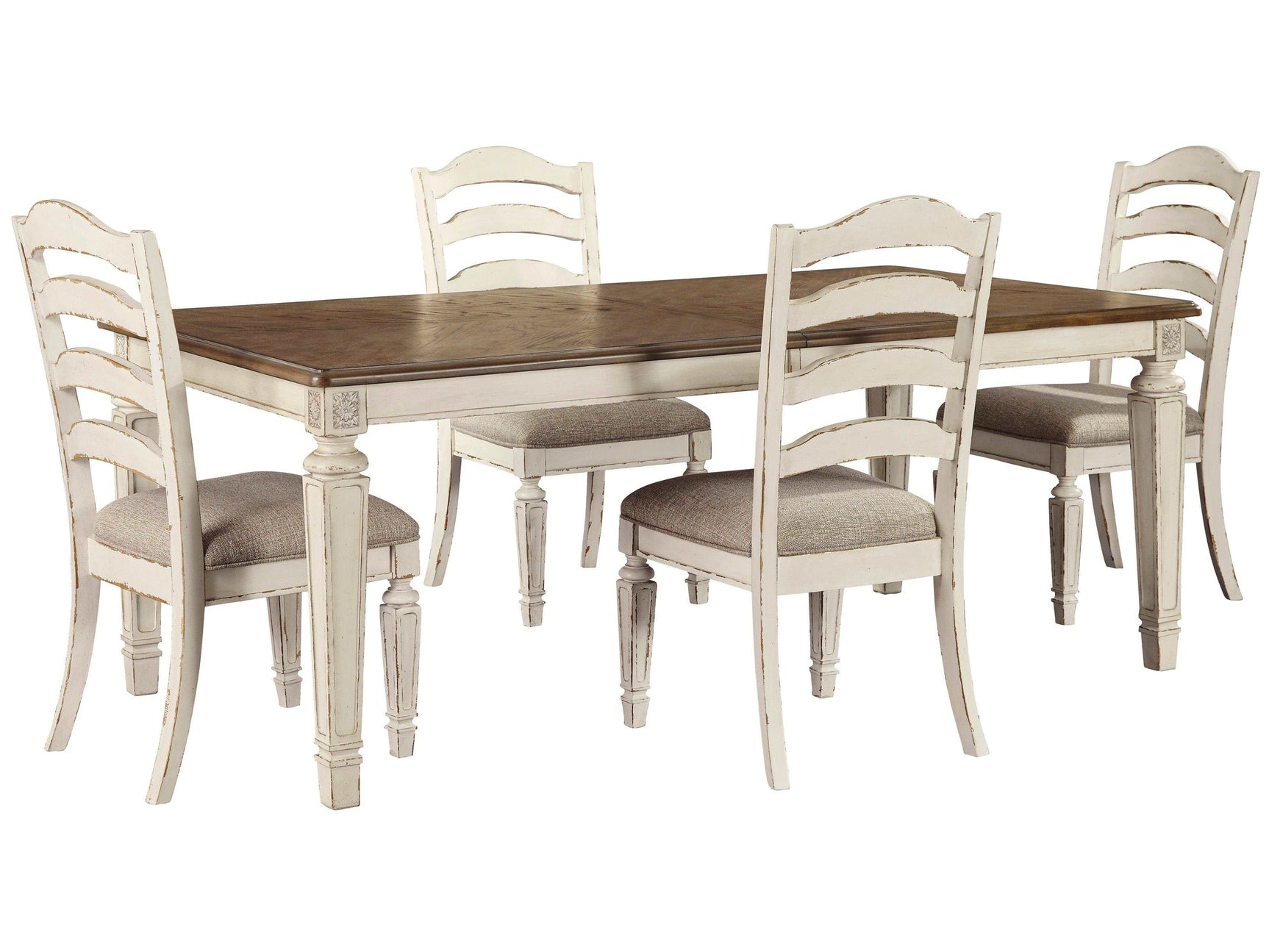 Realyn Chipped White Dining Room Set / 5pc - Ornate Home