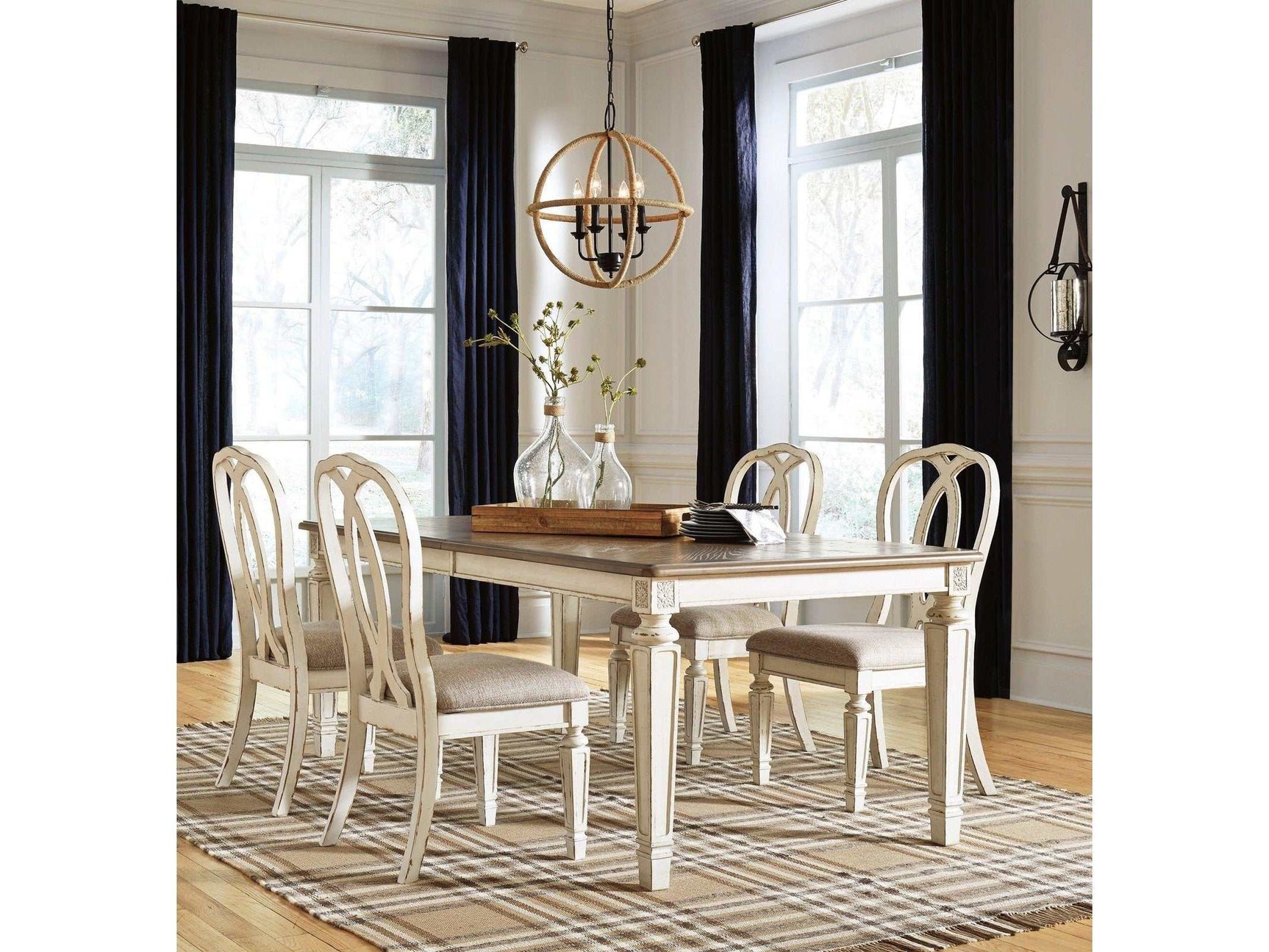 Realyn Chipped White Dining Room Set / 5pc Set - Ornate Home