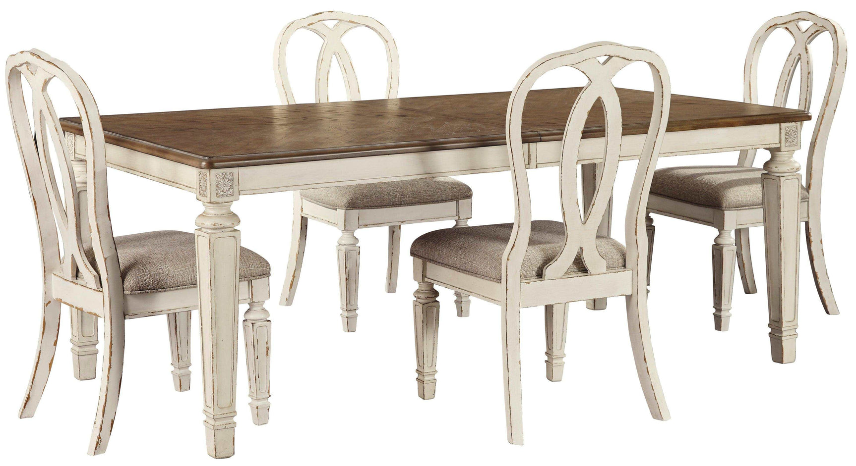 Realyn Chipped White Dining Room Set / 5pc Set - Ornate Home