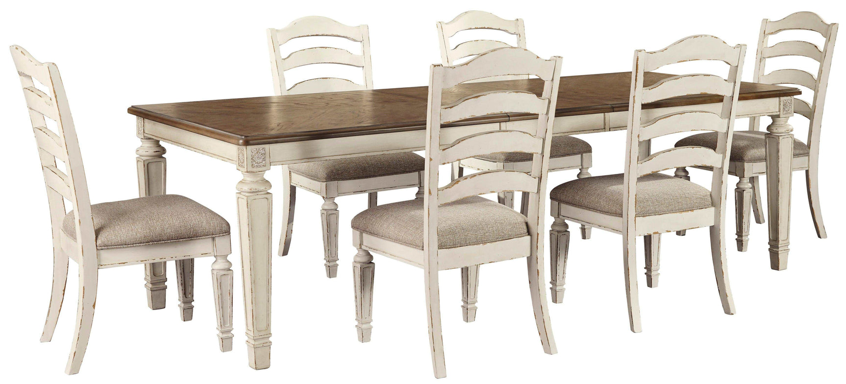 Realyn Chipped White Dining Room Set / 7pc - Ornate Home