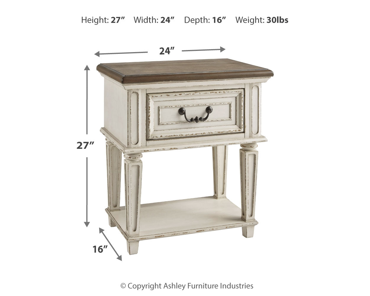 Realyn Nightstand w/ One Drawer - Ornate Home