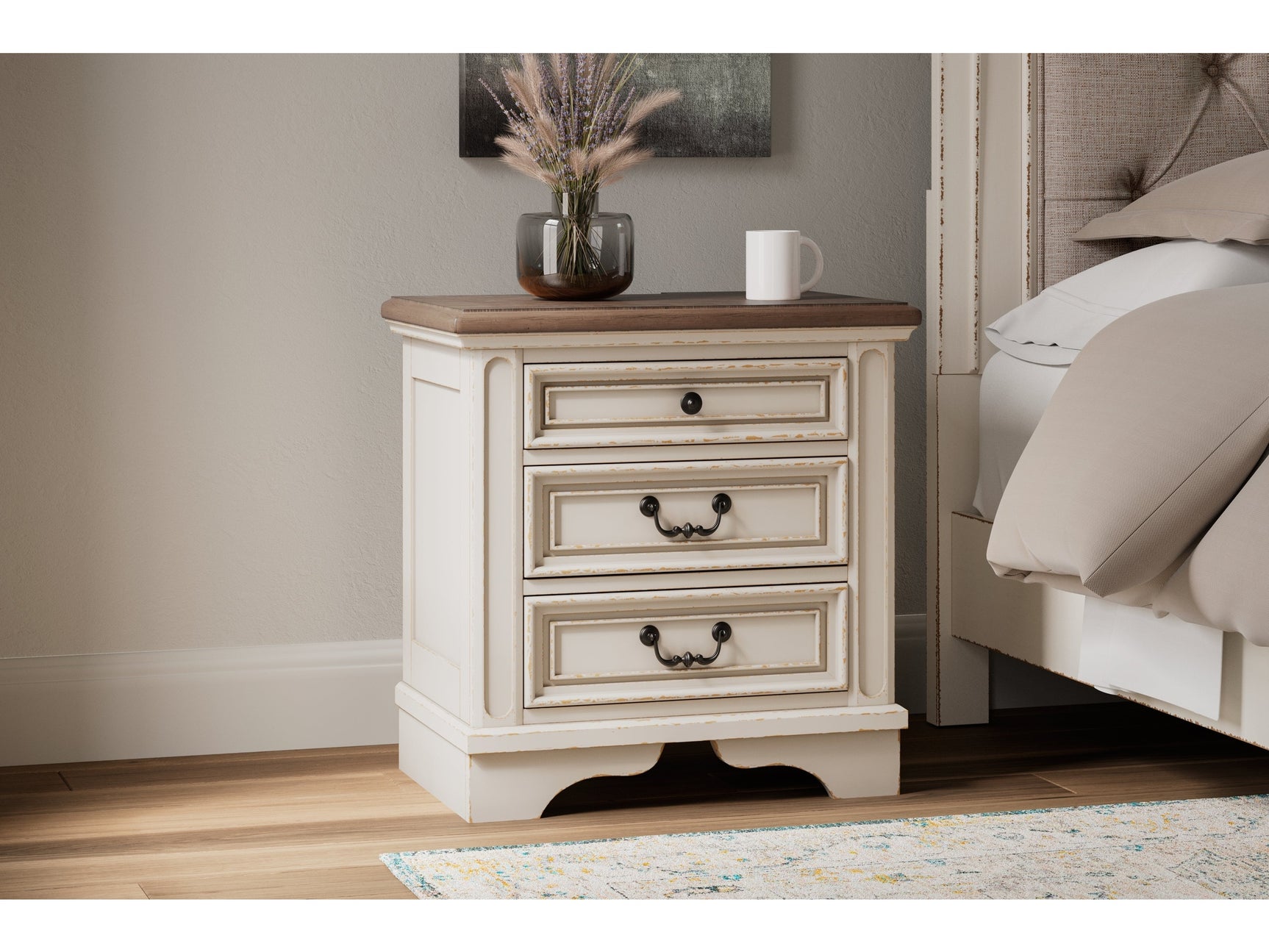 Realyn Nightstand w/ Three Drawer - Ornate Home