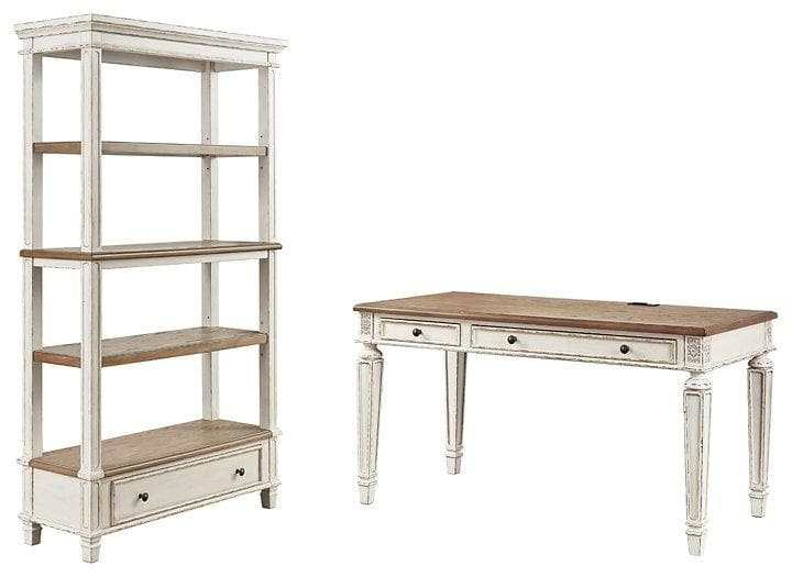 Realyn White/Brown Home Office Set / 2pc - Ornate Home