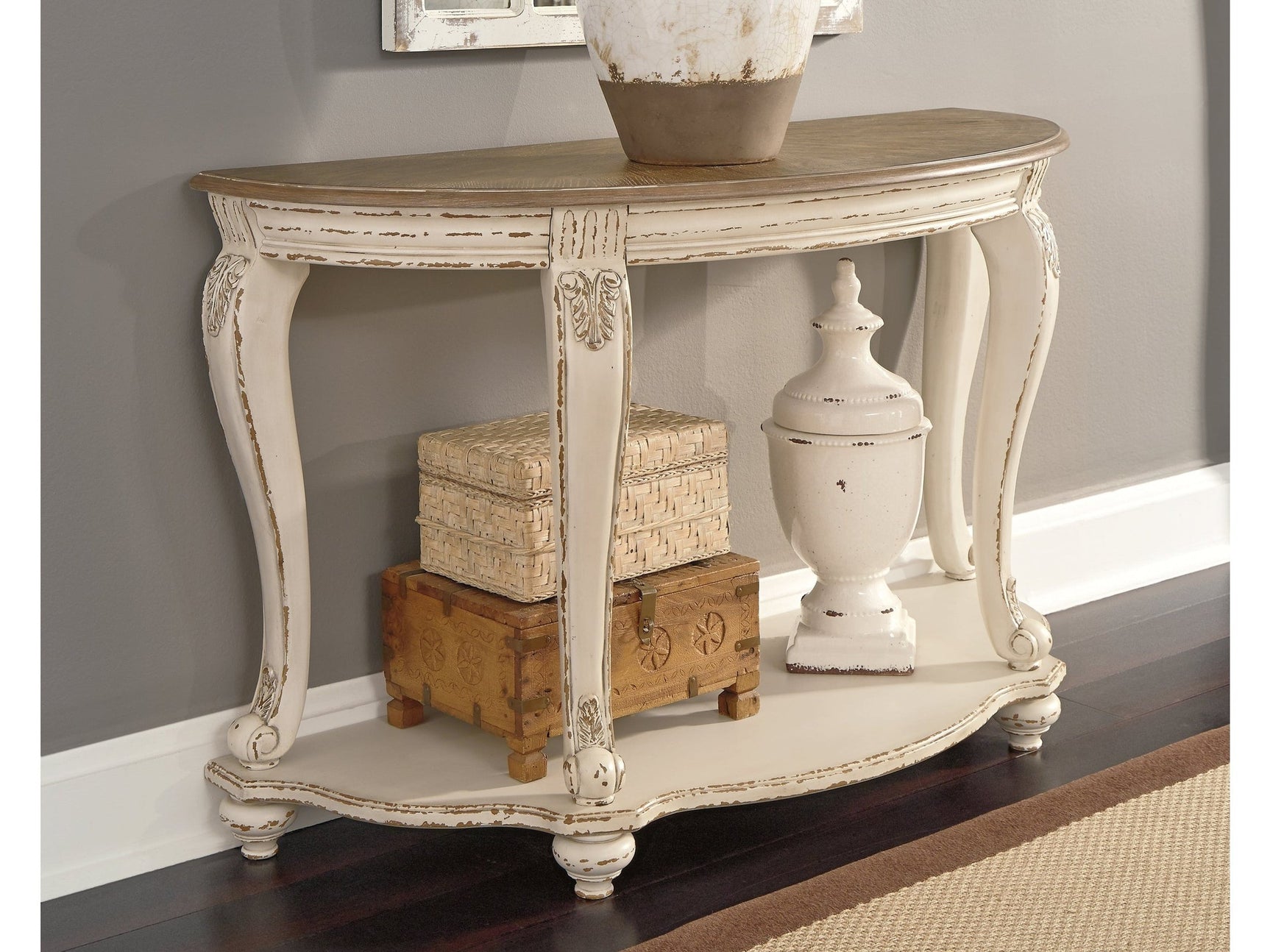 Realyn White/Brown Sofa Table - Ornate Home