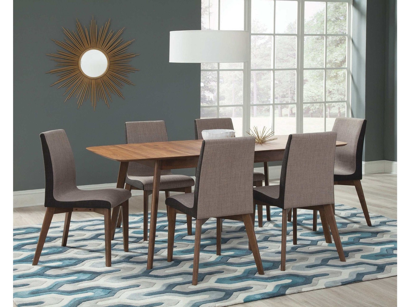 Redbridge Natural Walnut / Grey 7 Pc Dining Set - Ornate Home