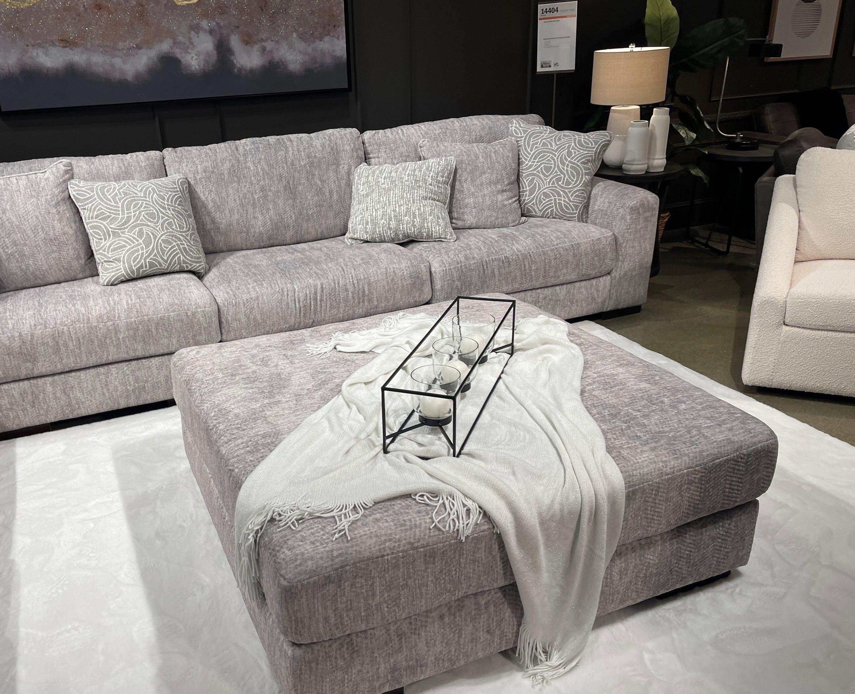 Regent Park Pewter 3pc Sectional Sofa - Ornate Home
