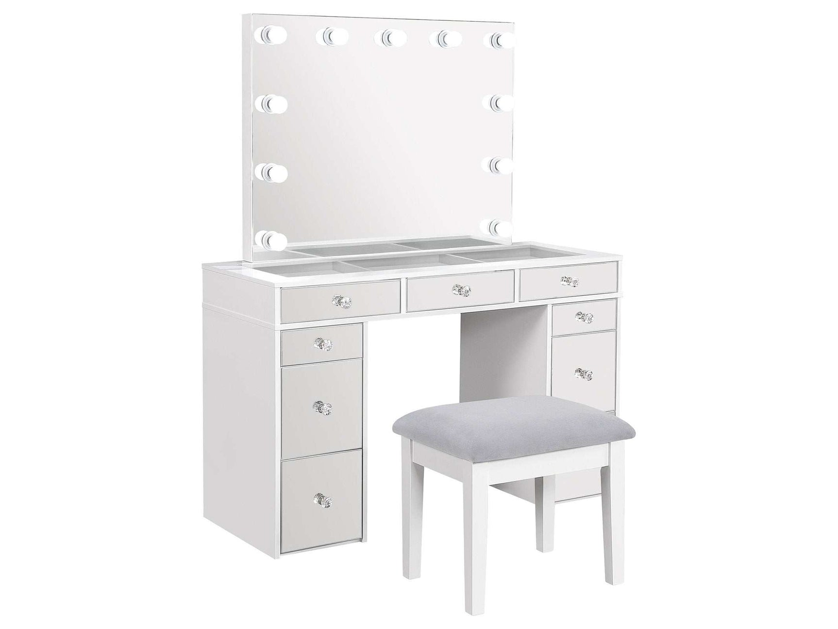 Regina White / Grey Vanity Set - Ornate Home