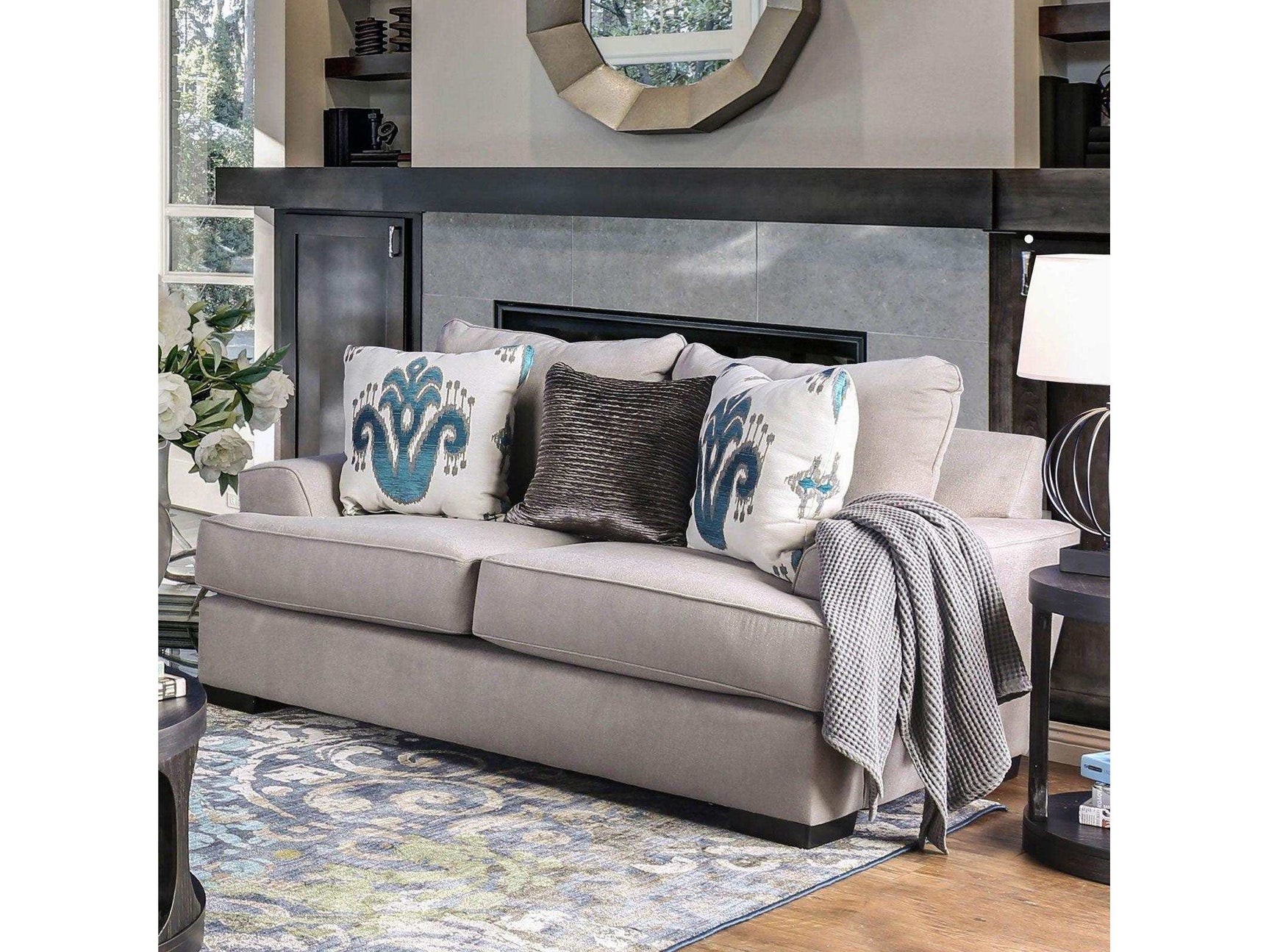 Renesmee Gray & Silver Stationary Loveseat - Ornate Home