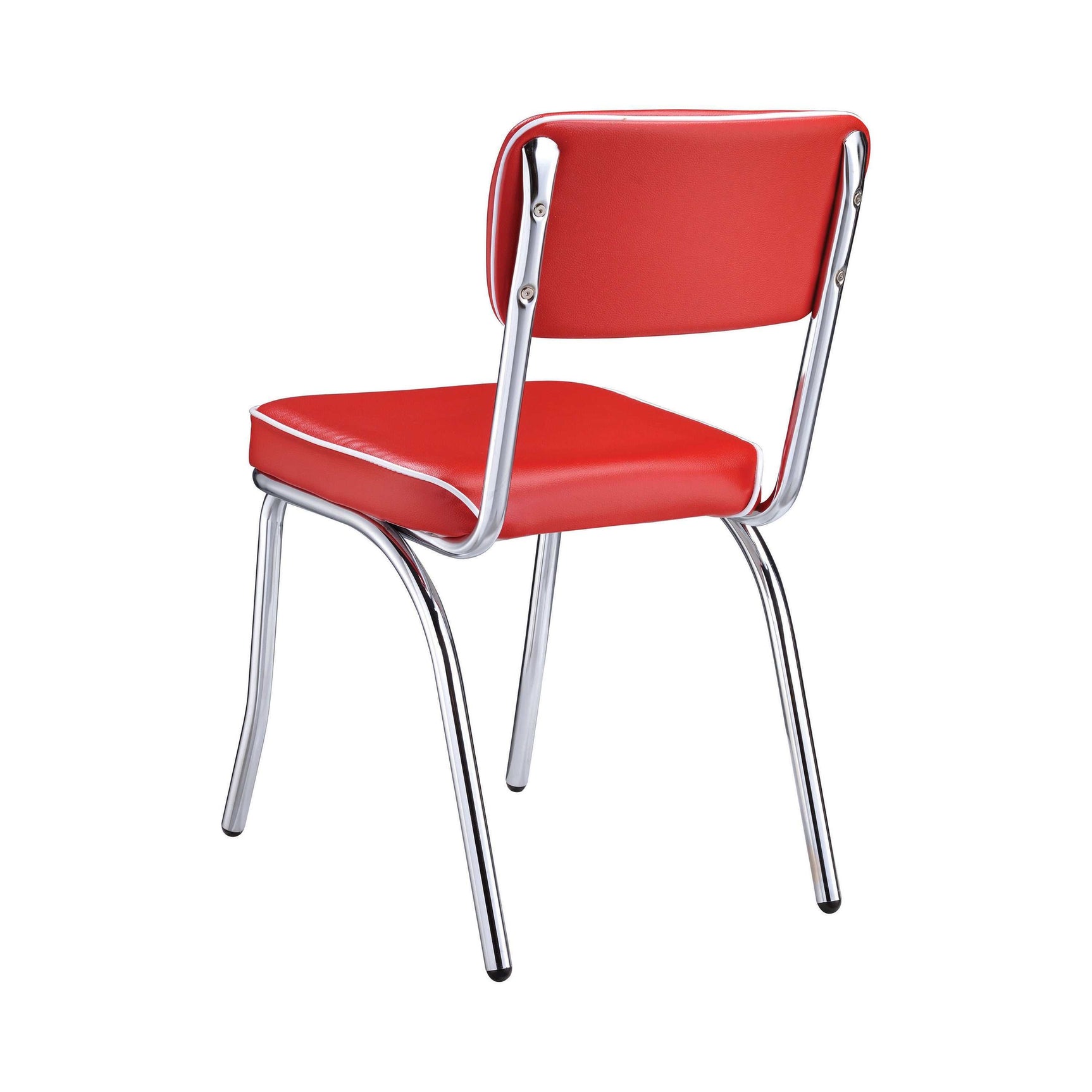 Retro Red & Chrome Side Chairs (Set of 2) - Ornate Home