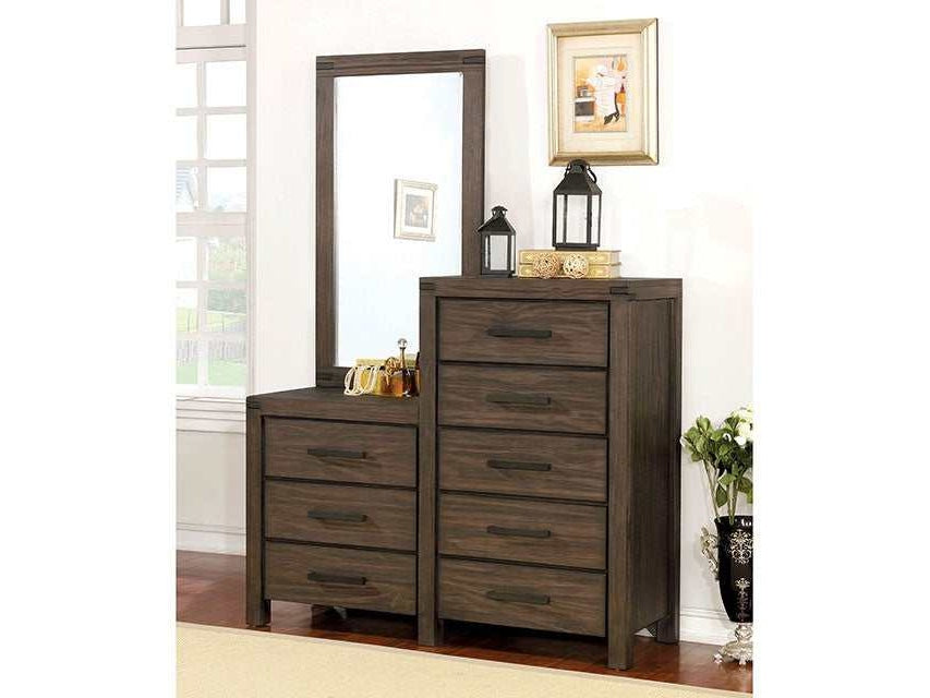 Rexburg Wire-Brushed Rustic Brown 8-Drawer Dresser Mirror - Ornate Home