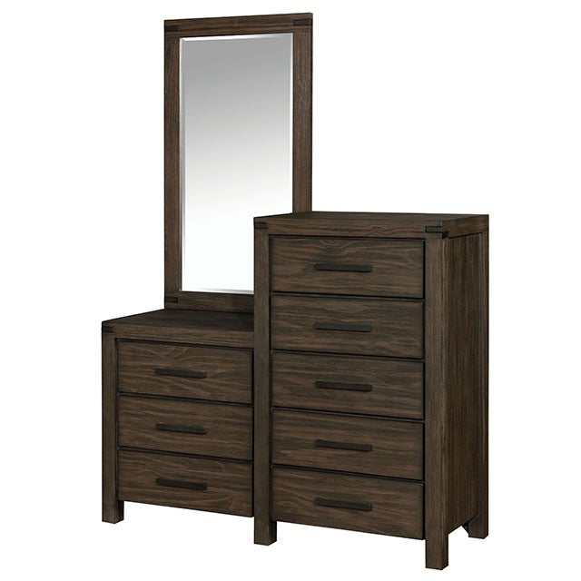 Rexburg Wire-Brushed Rustic Brown 8-Drawer Dresser Mirror - Ornate Home