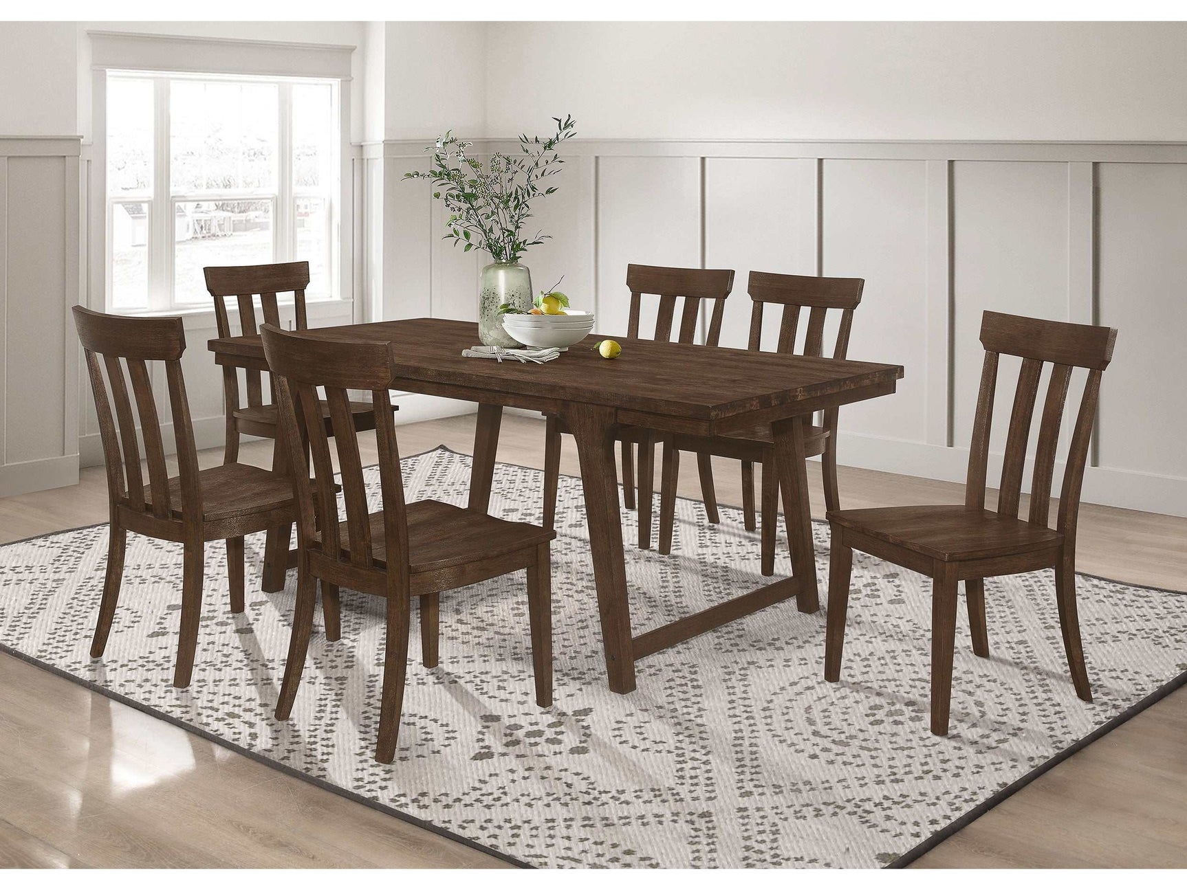 Reynolds Brown Oak 7 Pc Dining Set - Ornate Home