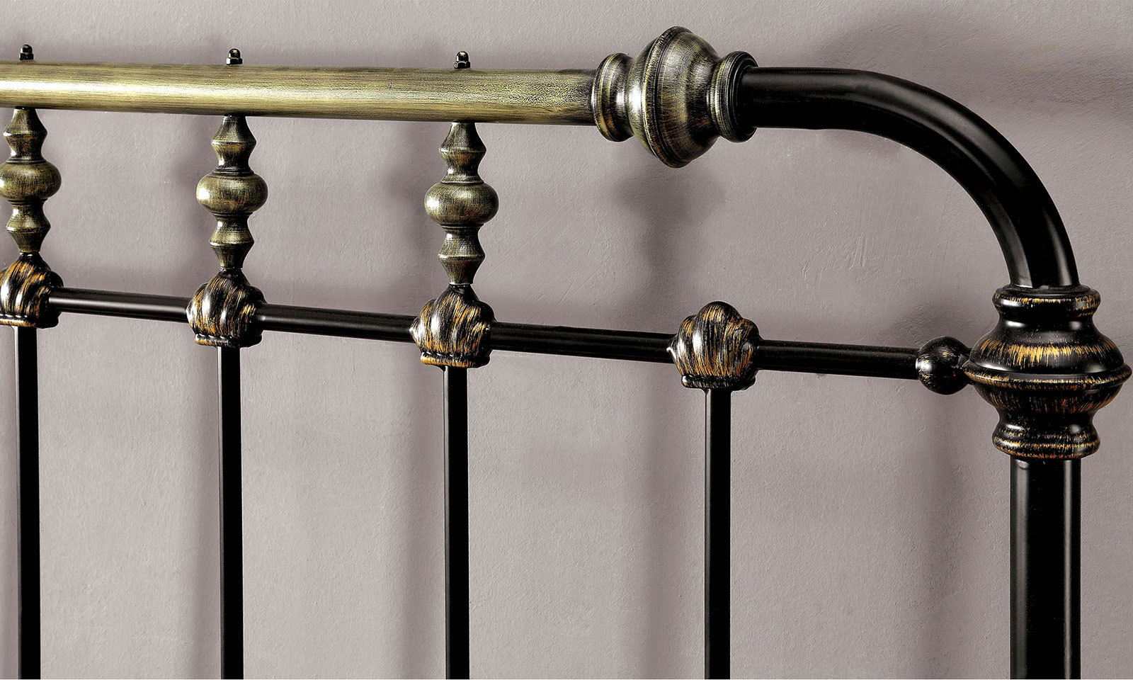 Riana Antique Black Queen Bed - Ornate Home