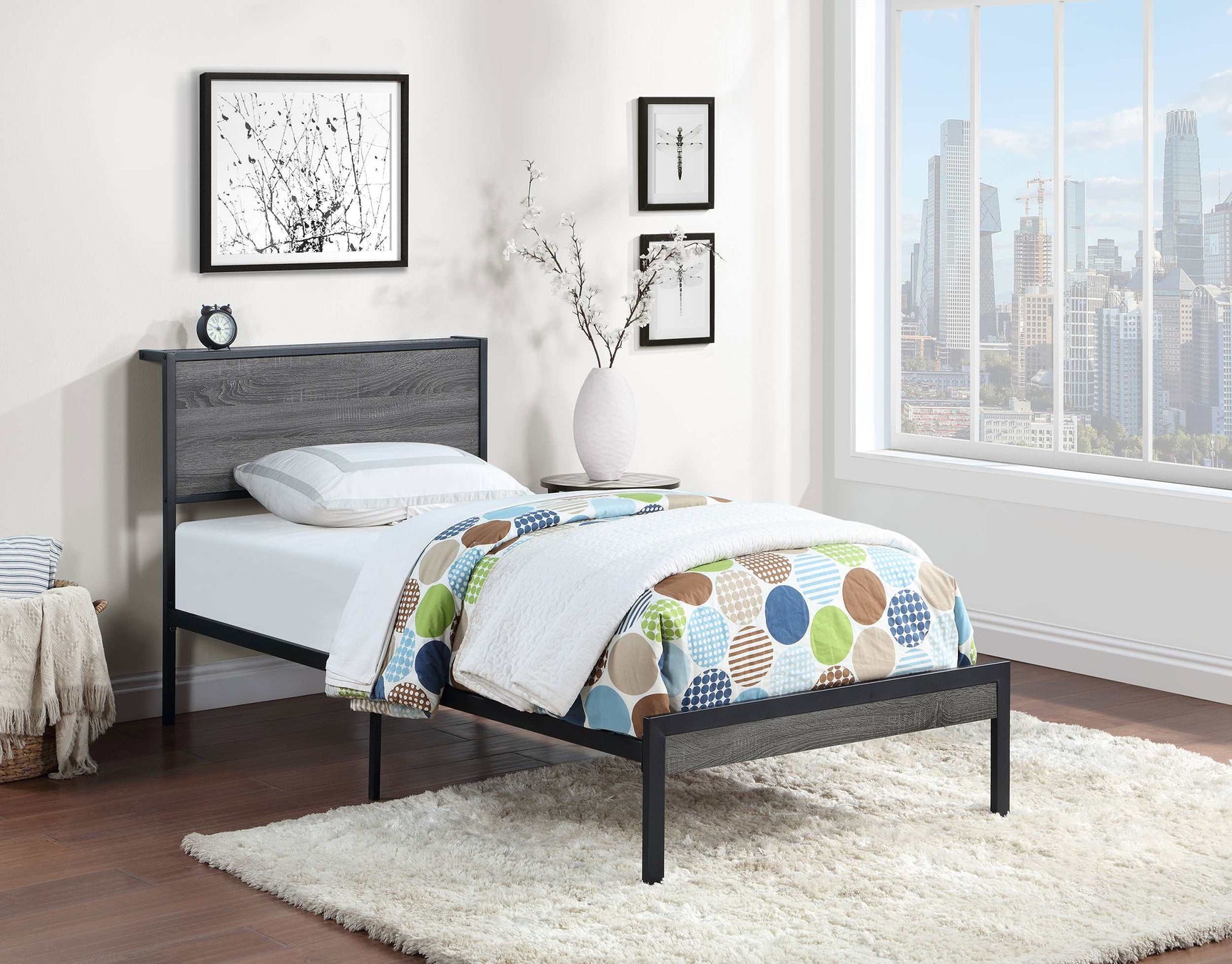 Ricky Grey / Black Twin Bed - Ornate Home