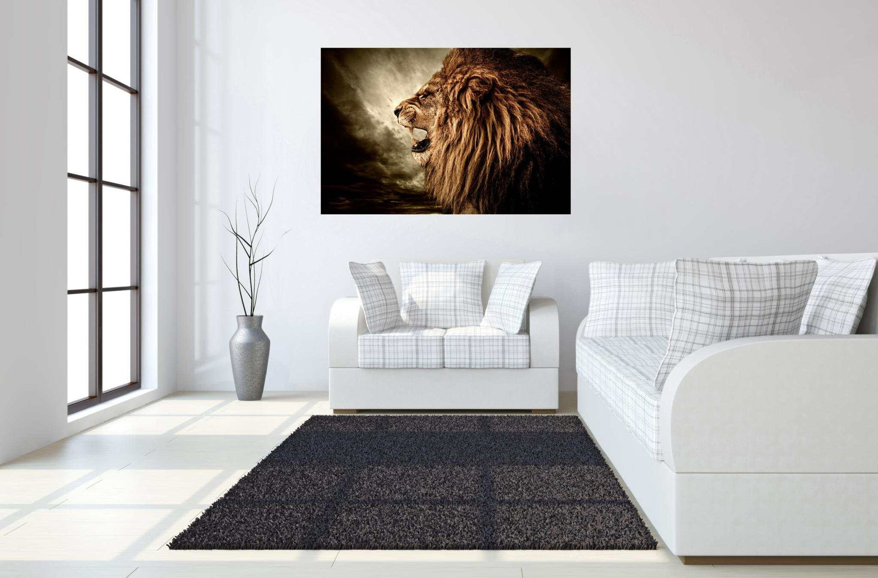 Roaring Lion Tempered Glass w / Foil Wall Art - Ornate Home