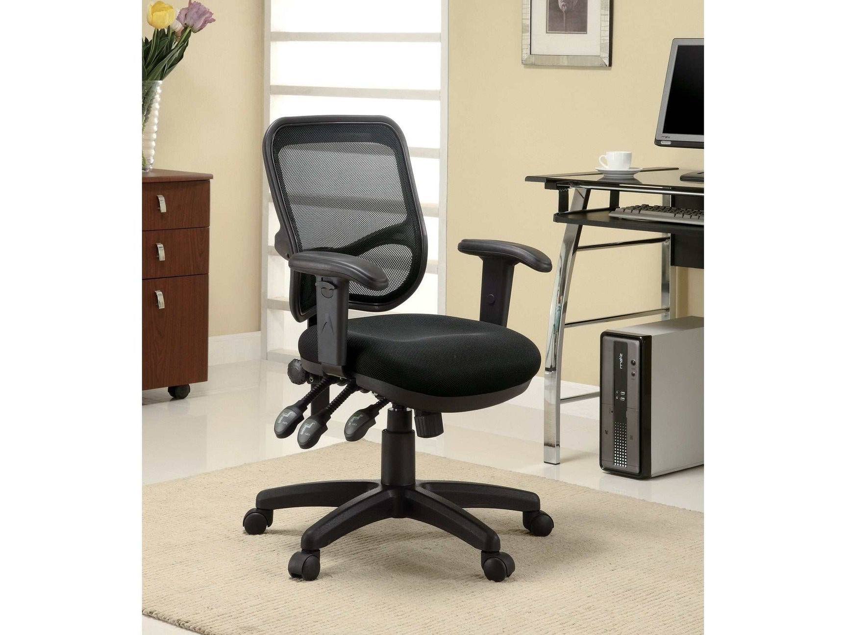 Rollo Black Adjustable Height Office Chair - Ornate Home
