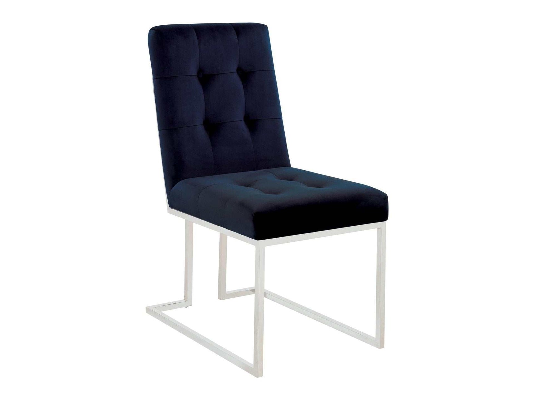 Ronan Ink Blue & Chrome Dining Chairs (Set Of 2) - Ornate Home