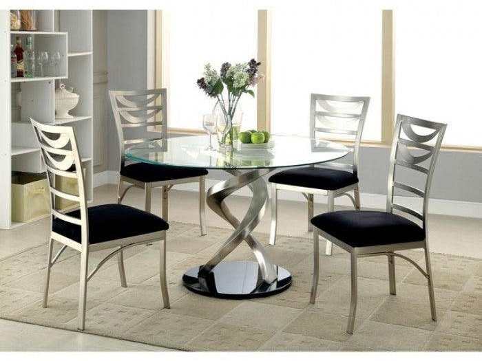 Roxo Silver & Black 5pc Dining Set - Ornate Home