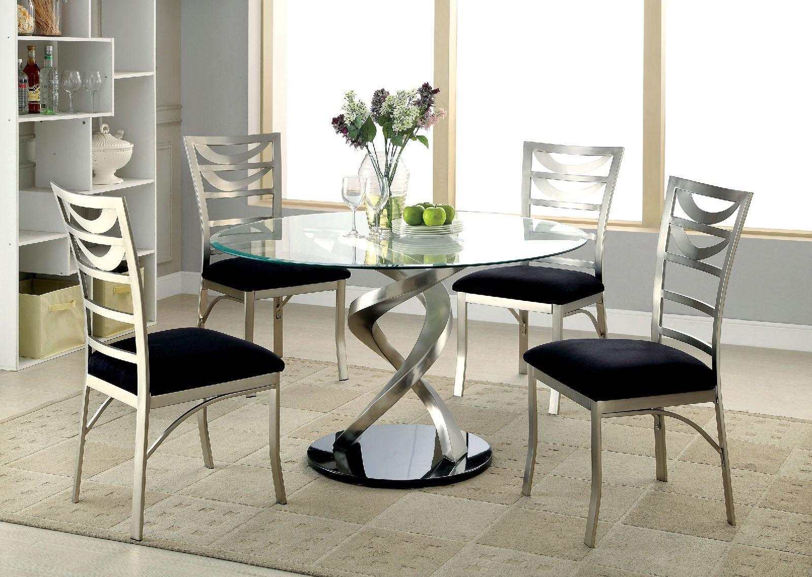 Roxo Silver & Black 5pc Dining Set - Ornate Home