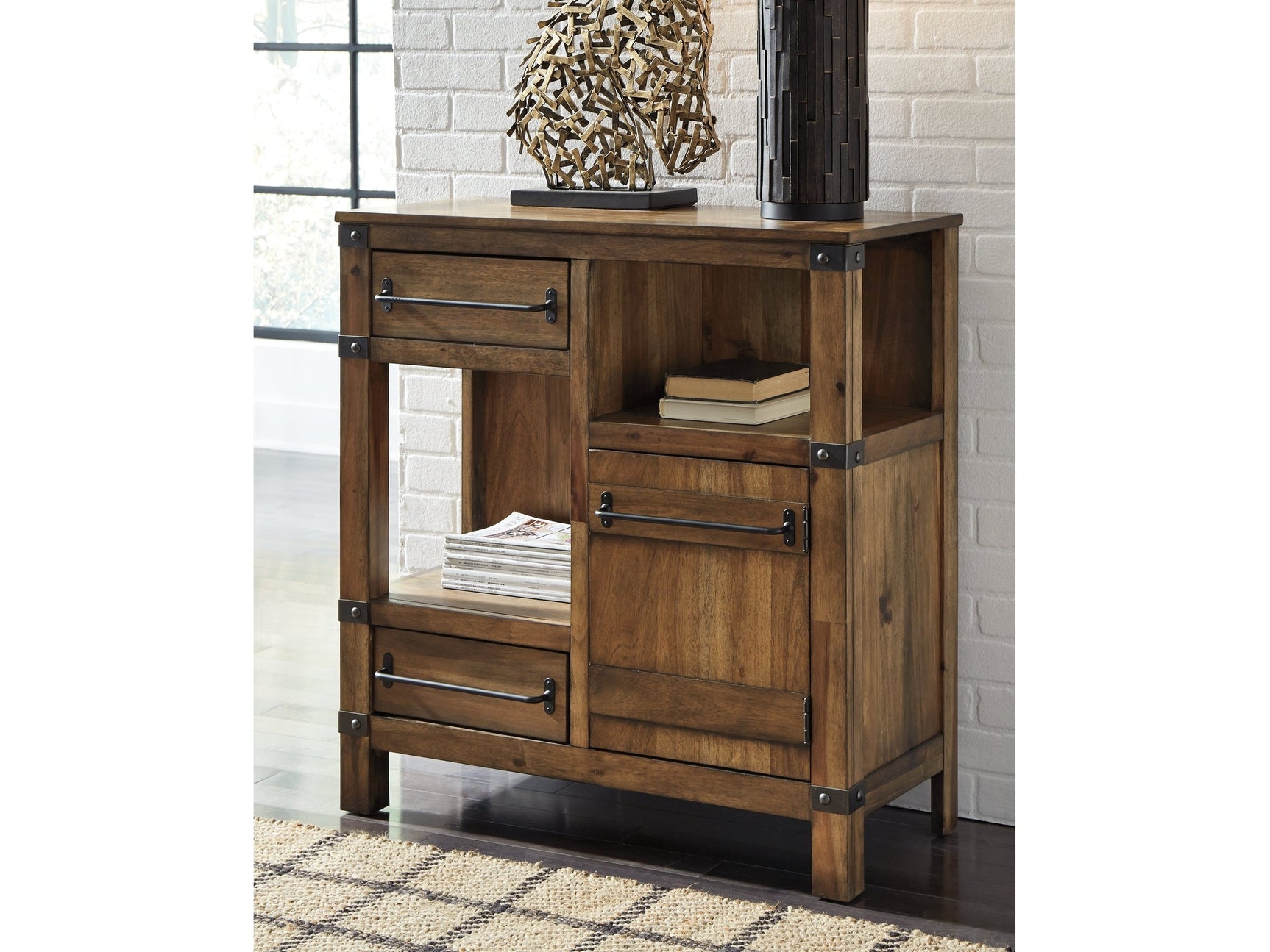 Roybeck Light Brown/Bronze Accent Cabinet - Ornate Home
