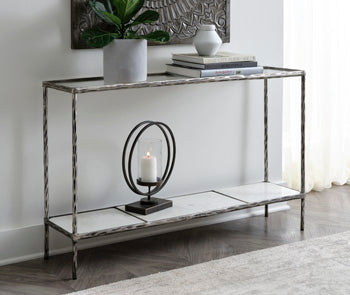 Ryandale Clear Glass & Marble Sofa Table - Ornate Home