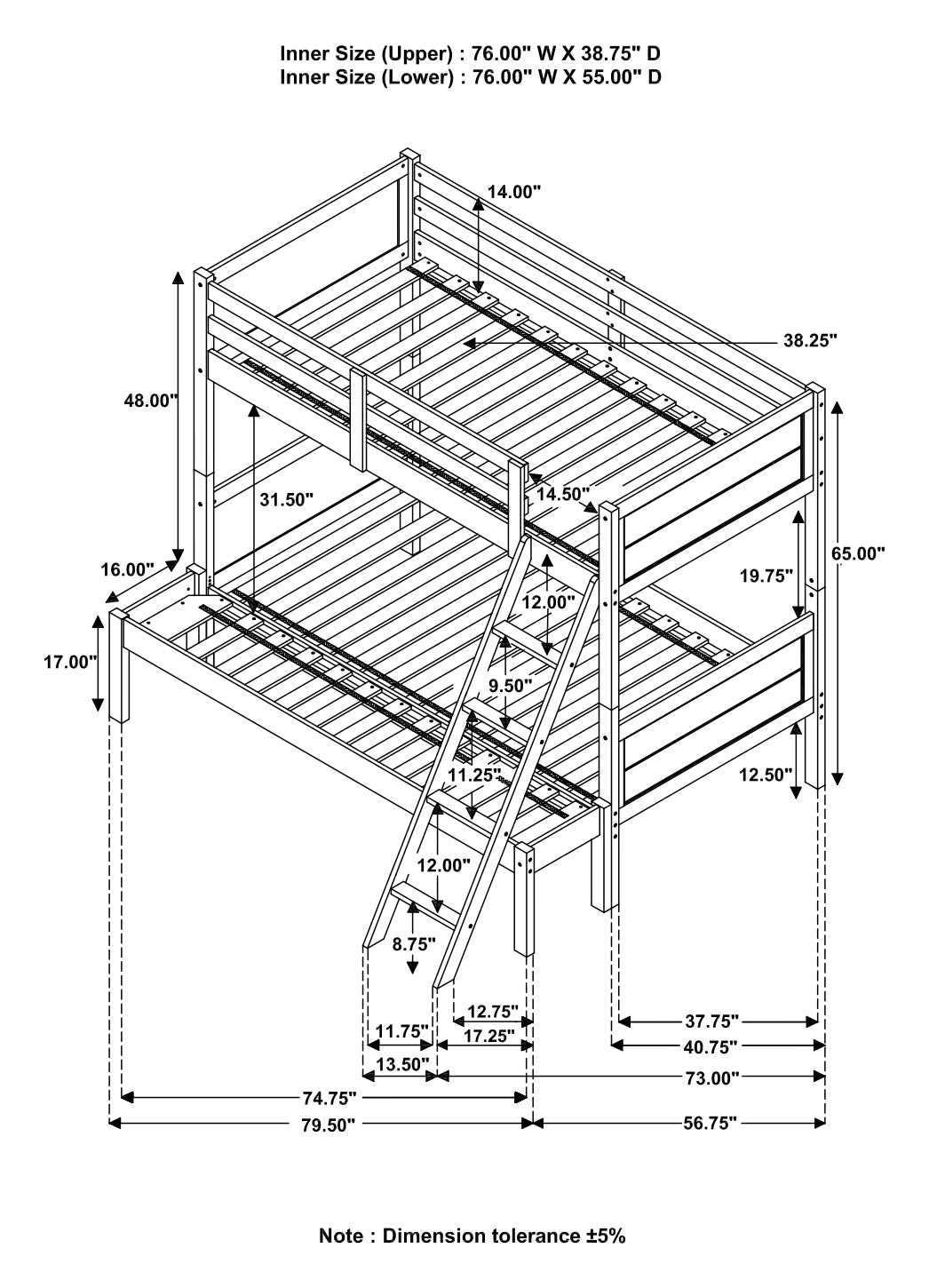 Ryder Weathered Taupe Twin / Full Bunk Bed - Ornate Home