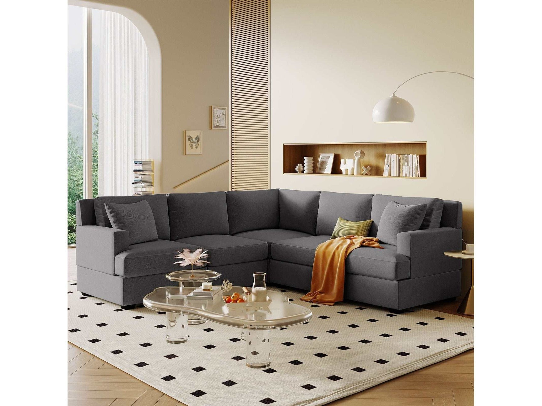 Salinas Premium L-Shaped Sectional Sofa Gray - Ornate Home