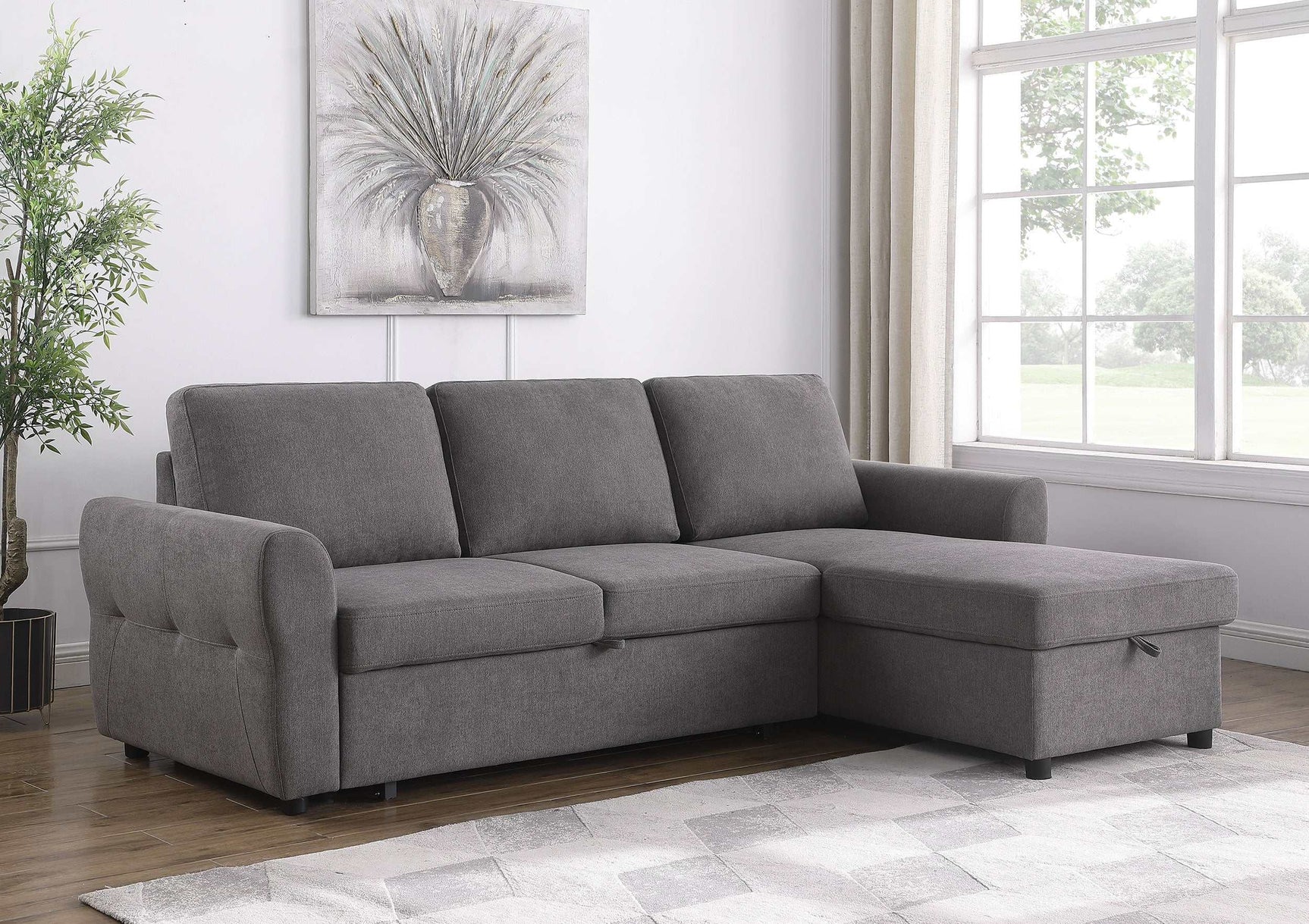 Samantha Grey Sleeper Sectional - Ornate Home