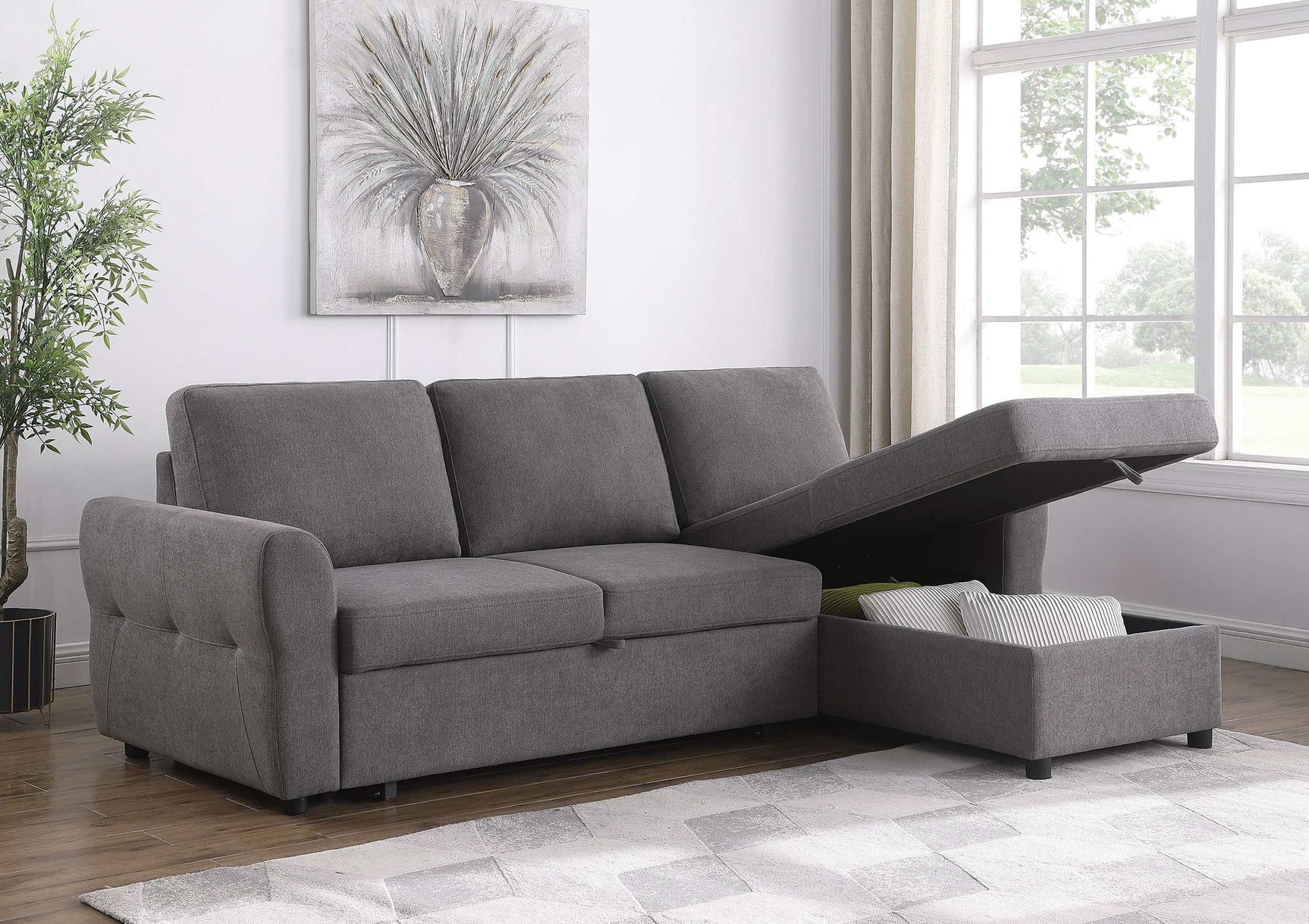 Samantha Grey Sleeper Sectional - Ornate Home